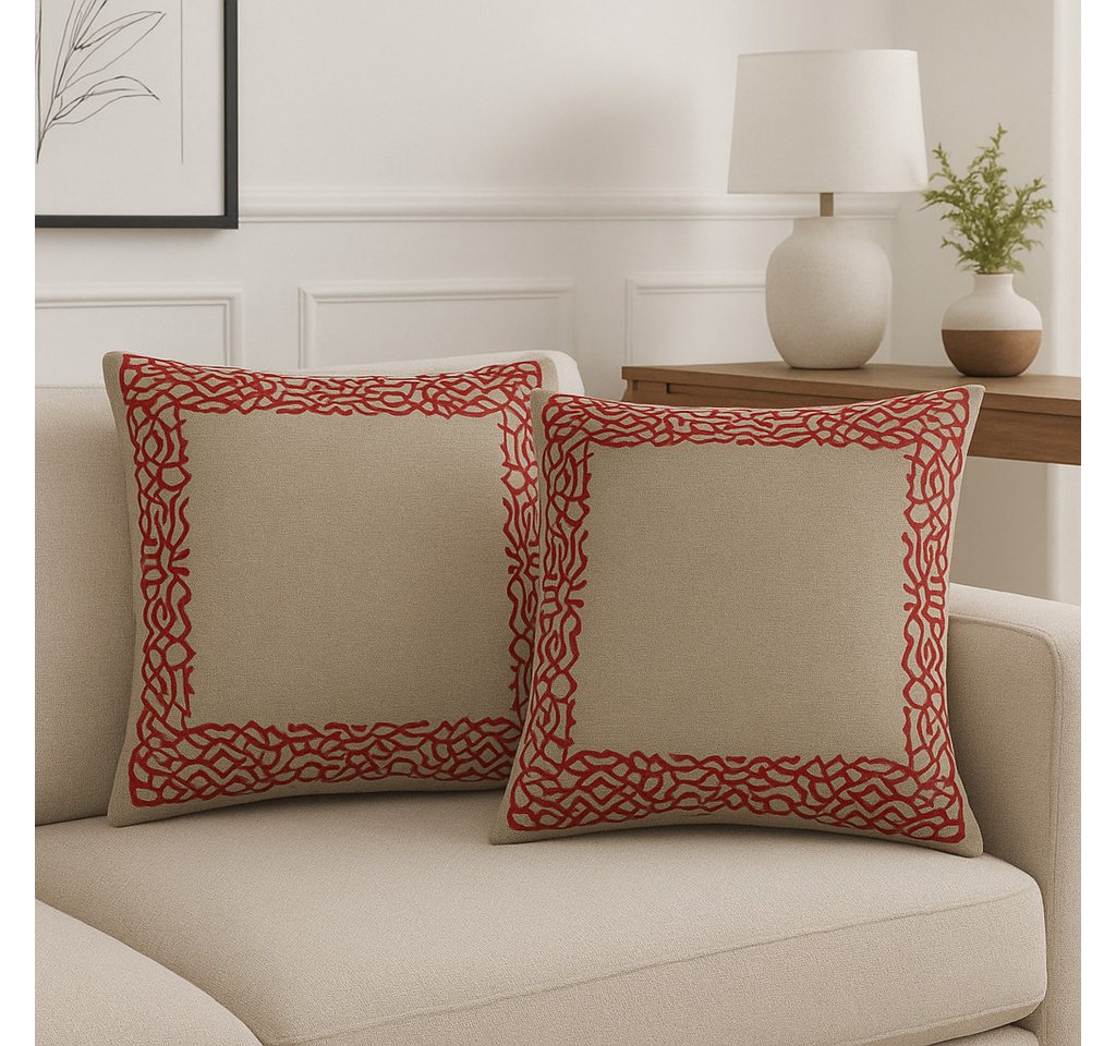 Marrakesch Orient & Mediterran Interior Zierkissen 4er Set Boho Kissenbezug Frisia orientalisch aus Baumwolle, Rot 40 cm, (4 St) Bild 2