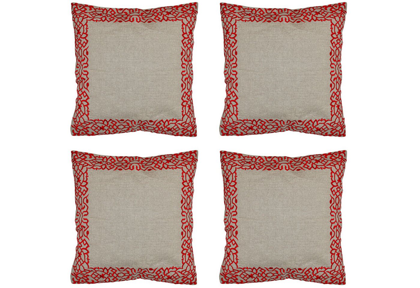 Marrakesch Orient & Mediterran Interior Zierkissen 4er Set Boho Kissenbezug Frisia orientalisch aus Baumwolle, Rot 40 cm, (4 St) Bild 3