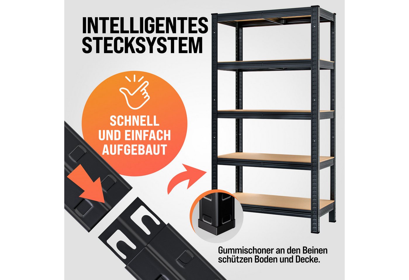 monzana Schwerlastregal, 2x 180x90x40cm Befestigungsmaterial 1750kg 10 MDF-Platten Kellerregal Bild 4