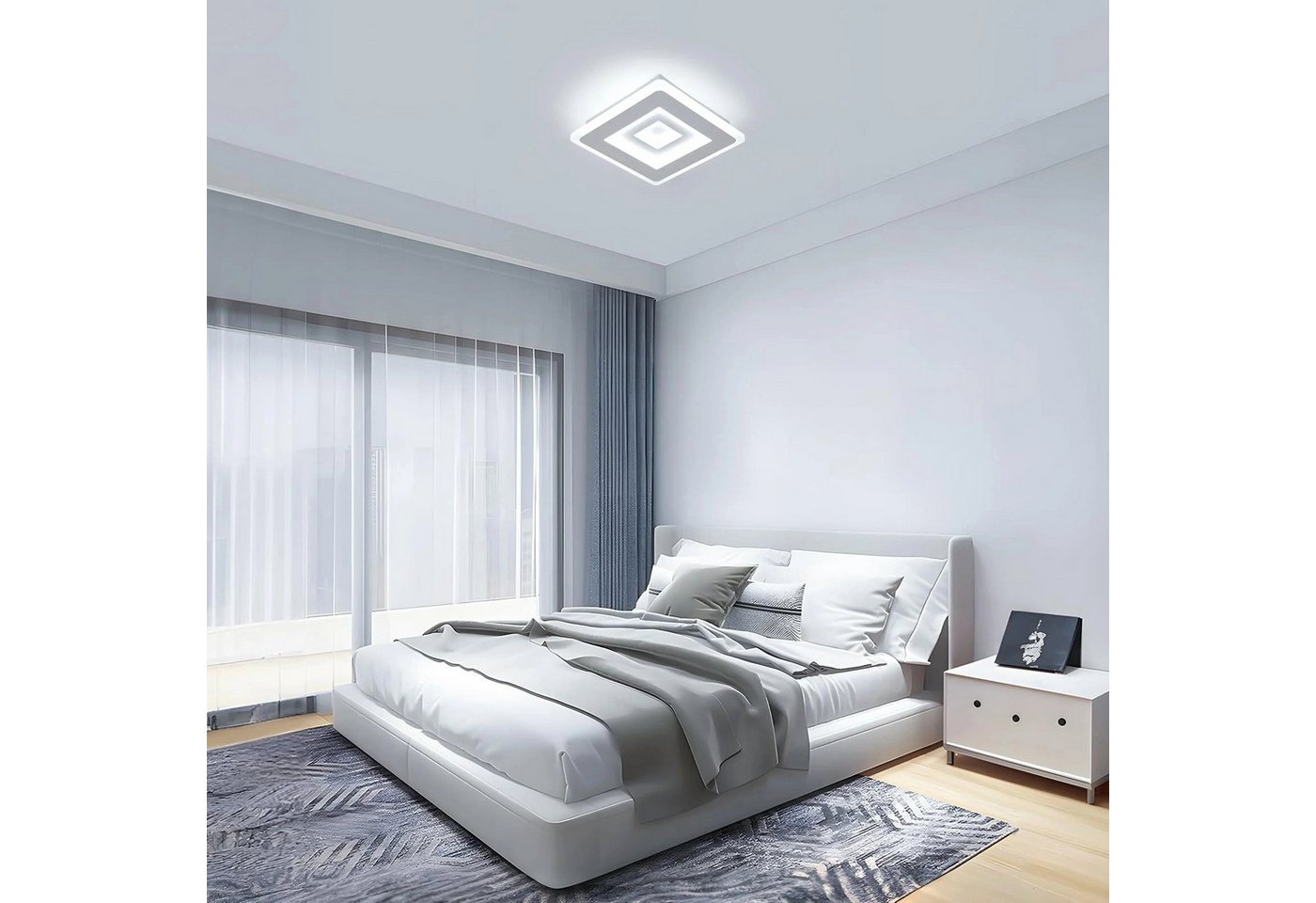 Riserva Deckenleuchten Ultradünne Quadratische LED Deckenleuchte Weiß 20cm 28W 6500K, LED wechselbar Bild 3