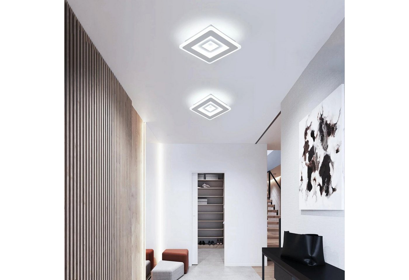 Riserva Deckenleuchten Ultradünne Quadratische LED Deckenleuchte Weiß 20cm 28W 6500K, LED wechselbar Bild 5