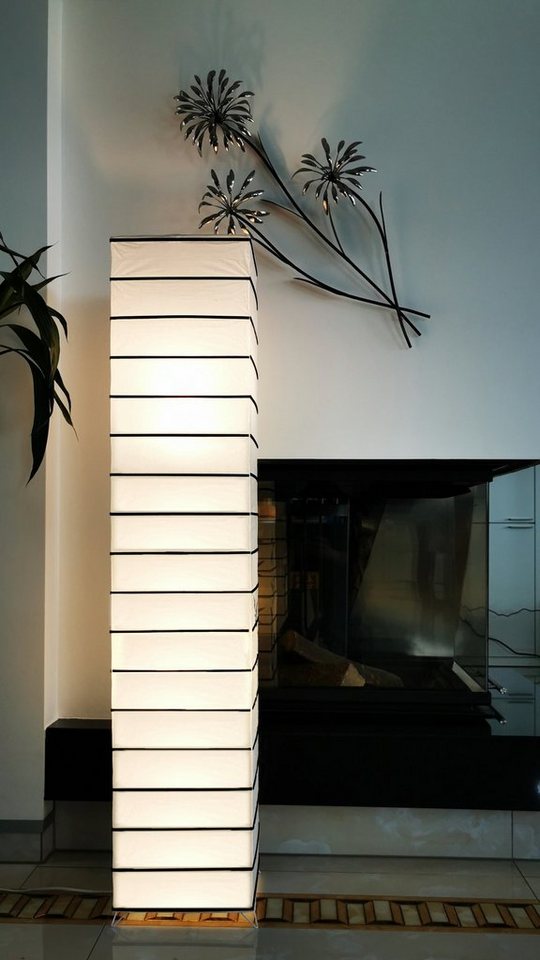 TRANGO LED Stehlampe, 1215L Design Stehlampe *JAPAN* Reispapierlampe *HANDMADE* in Weiß mit Deko-Stäben inkl. 2x E14 LED Leuchtmittel - Form: eckig - Höhe: ca. 125cm, Wohnraumlampe - Stehleuchte Bild 4