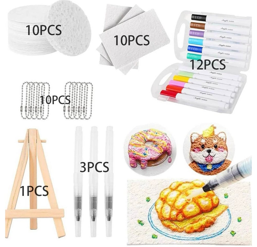 CLTYQ Kreativset Schaum Textur Malset für Kinder, 3d Schaumstoff Malset,Geschenk, (46-tlg), DIY Kunstzubehör, magisches Puffy Paint für Schaumtextur Malerei