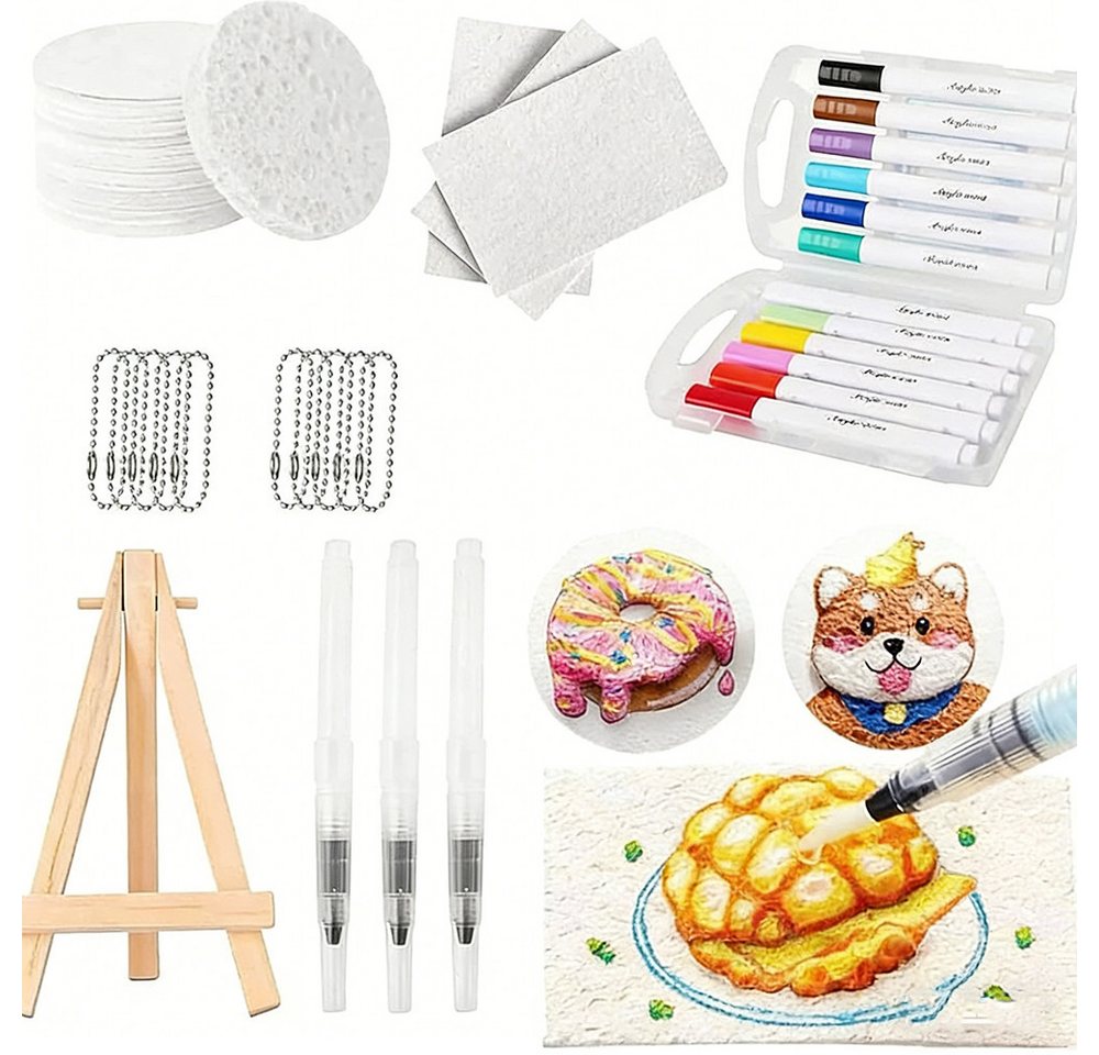 CLTYQ Kreativset Schaum Textur Malset für Kinder, 3d Schaumstoff Malset,Geschenk, (46-tlg), DIY Kunstzubehör, magisches Puffy Paint für Schaumtextur Malerei Bild 3