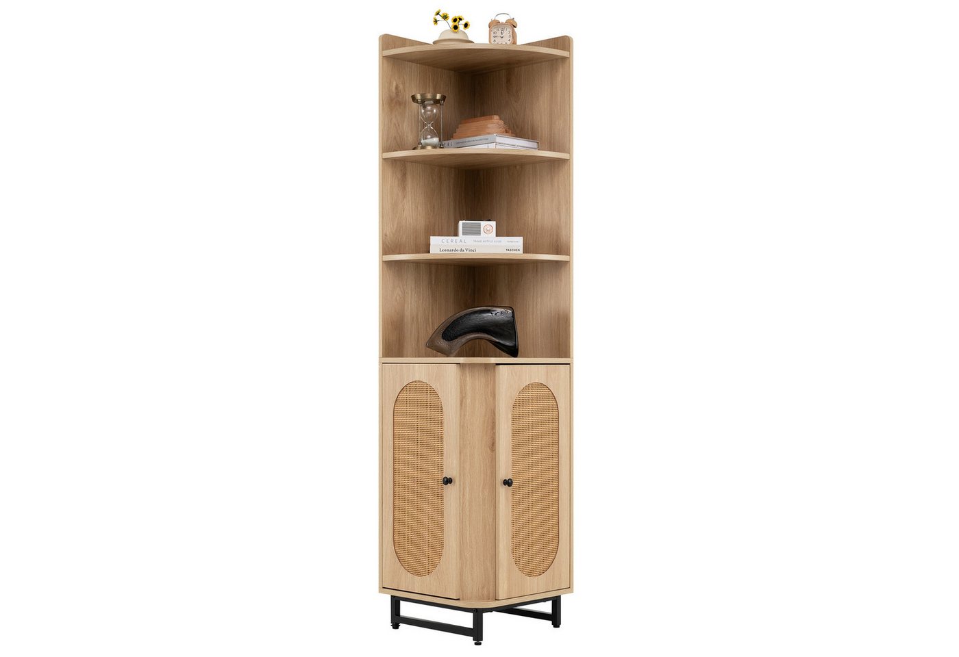 COSTWAY Bücherregal, Eckregal, 172cm Hochschrank mit 4 Regalen, platzsparend
