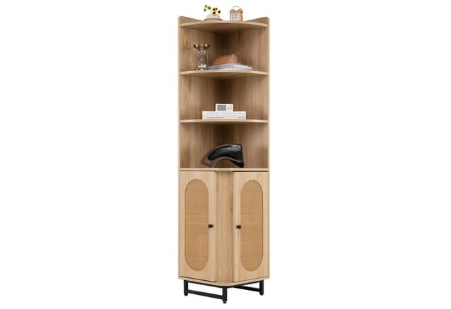 COSTWAY Bücherregal, Eckregal, 172cm Hochschrank mit 4 Regalen, platzsparend