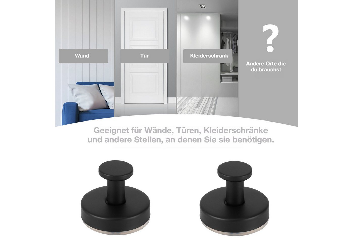 BlingBin Handtuchhaken 2/4Stück Saugnapfhaken,Saugnapf Haken,Schwarz Hooks, Badezimmer, Duschen, Türen, (2 Stück, 2-St., Edelstahl Wasserdicht Saughalter), für Badezimmer Küche Glatte Fenster Wand Glas