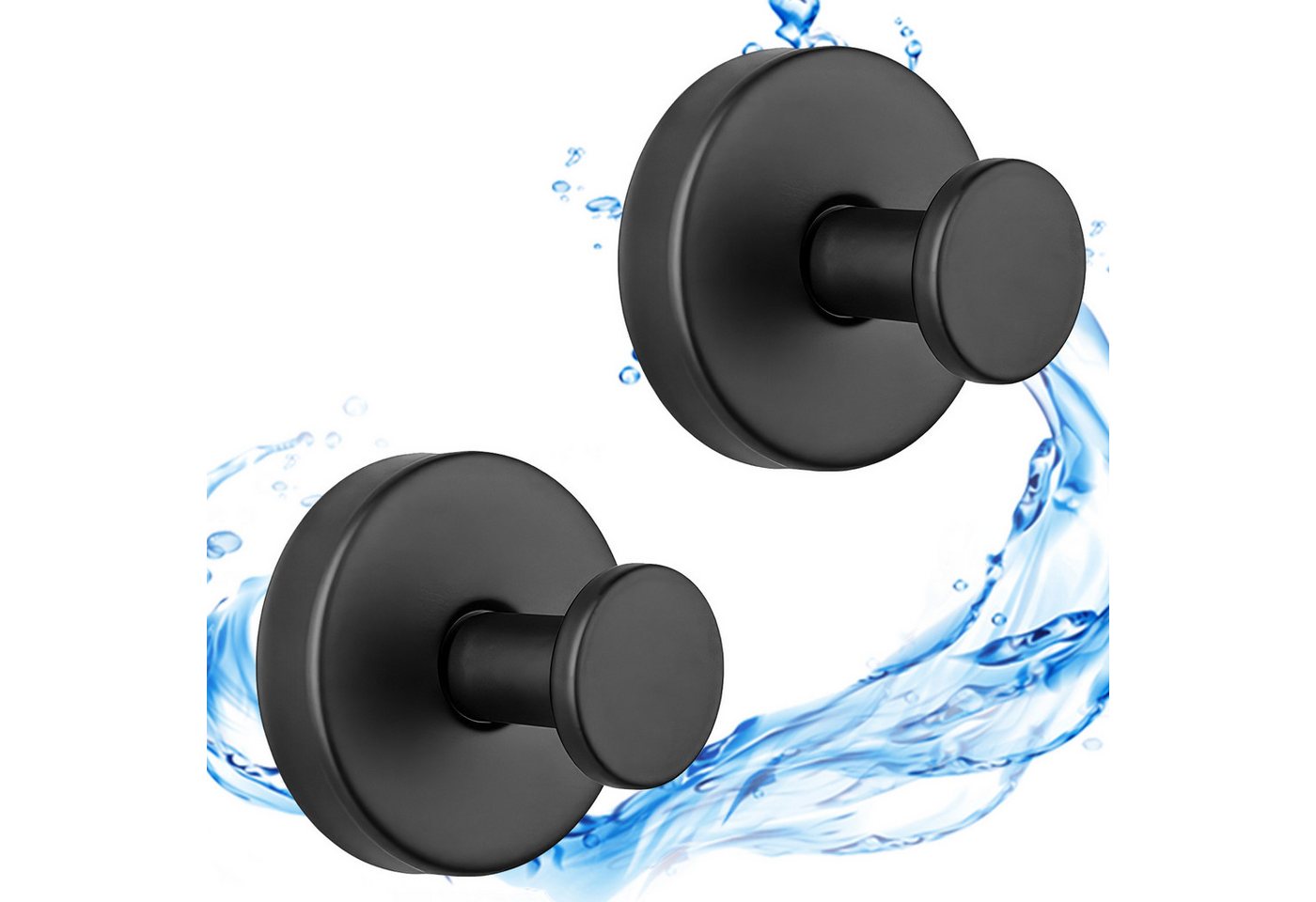 BlingBin Handtuchhaken 2/4Stück Saugnapfhaken,Saugnapf Haken,Schwarz Hooks, Badezimmer, Duschen, Türen, (2 Stück, 2-St., Edelstahl Wasserdicht Saughalter), für Badezimmer Küche Glatte Fenster Wand Glas Bild 3