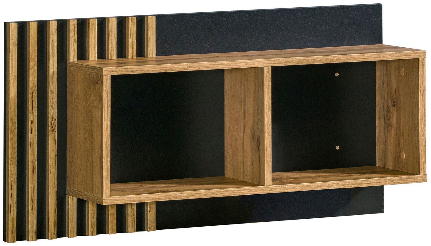 Feldmann-Wohnen Wandregal Lamia, mit offenen Fächern 1-tlg., 90x21x46cm Eiche Wotan schwarz Bild 5
