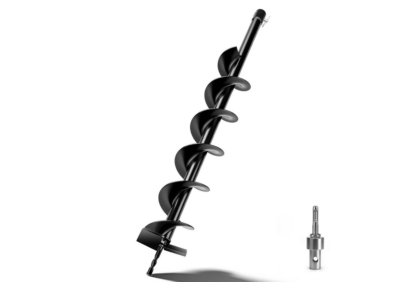 XERSEK Erdbohrer mit SDS-Plus, 80cm Manganstahl Erdlochbohrer Schnecke, (10cm Bohrgerät Aufsatz, Erdungsstab 0,6–2,6 m), Zum Bohren, Tiefgraben und Fundamente in mittleren bis leichten Boden Bild 5