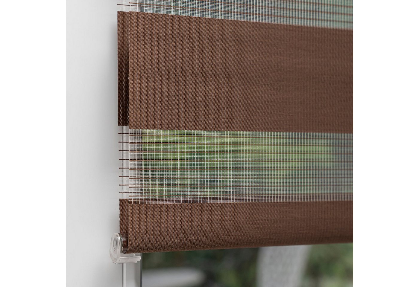 Doppelrollo Klemmfix Doppelrollo / Duo Rollo, 50 x 150 cm, dunkelbraun, Victoria M., blickdicht, ohne Bohren, freihängend, Klemmfix