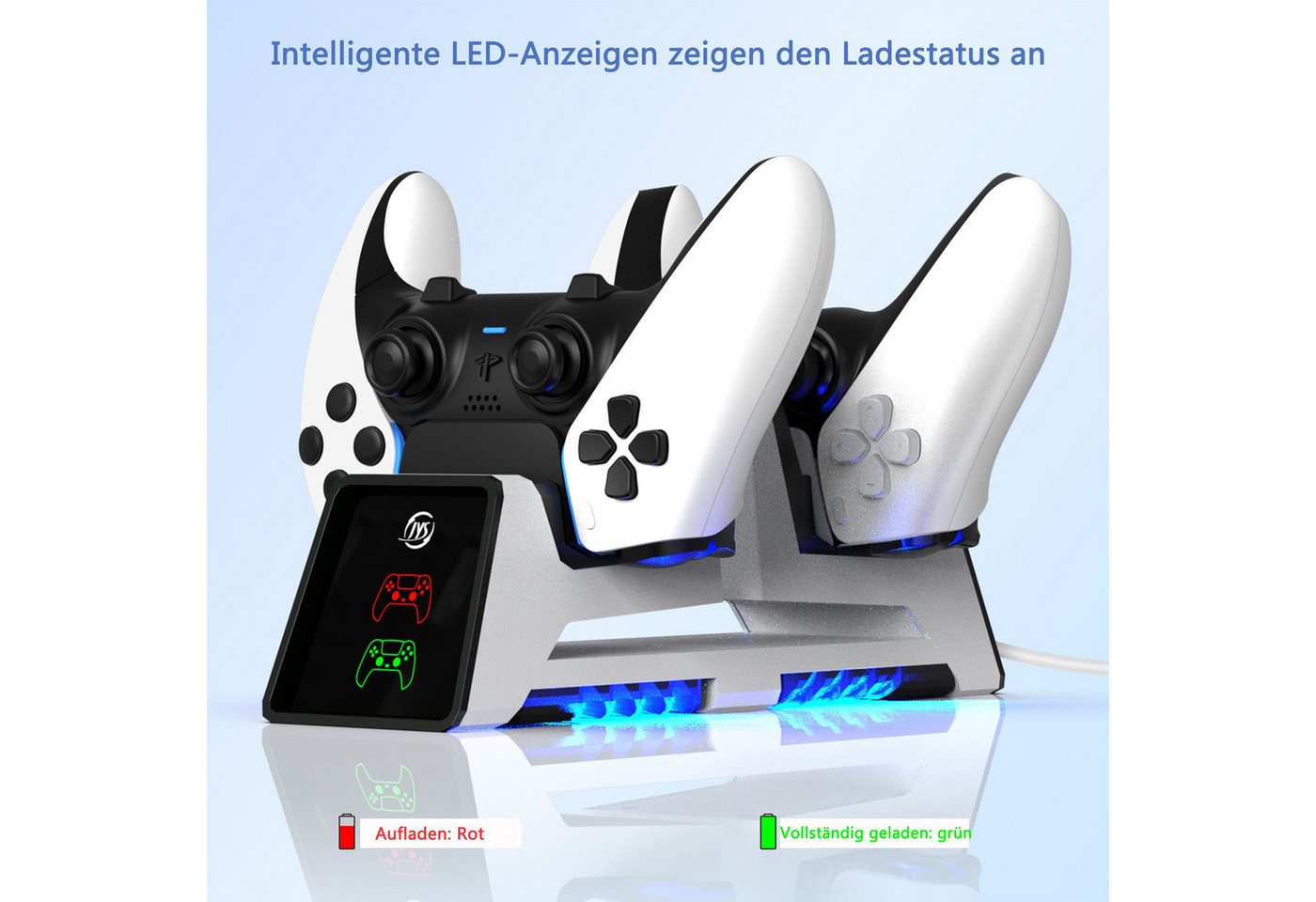KINSI PS5 multifunktionale Gamepad-Ladestation,für PS VR2 Controller Controller-Ladestation (Mit 3 Magnetköpfen, ausgestattet mit 1 Stück 1.2M Type-C Ladekabel, Magnetisches Laden,Kann 2 PS5-Gamepads aufladen)