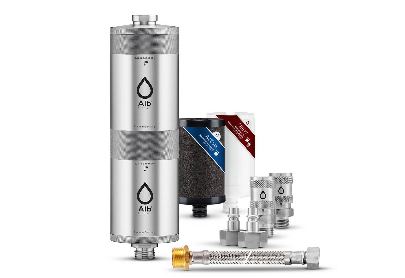 Alb Filter Wasserfilter Fusion Trinkwasserfilter Untertisch, reduziert Schadstoffe, gegen Bakterien, Doppelstufenfilter, Edelstahl