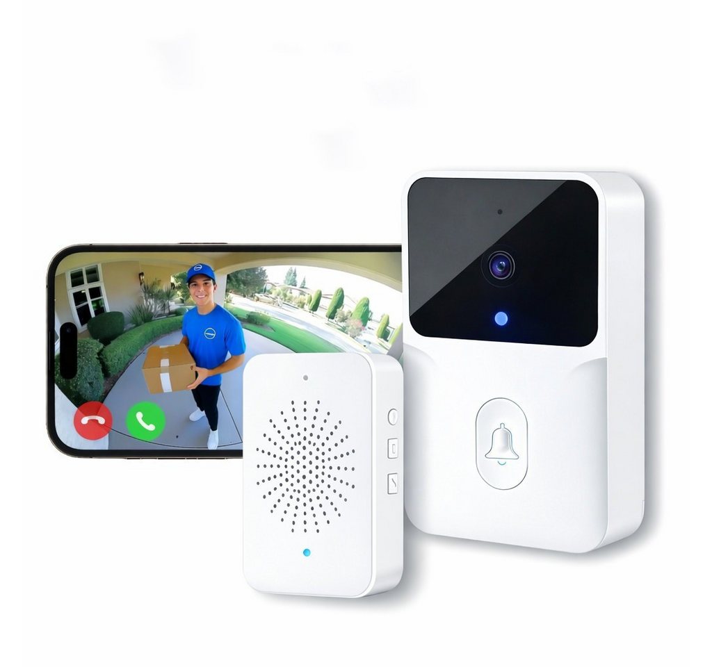 wohnTRAUM24 Video-Türsprechanlage Videotürklingel Video Doorbell Wireless Außenkamera WLAN (Einzelartikel (bestehend aus Hauptgerät + Innenempfänger), kabellos Türklingel mit Weitwinkel Kamera Videosprechanlagen) Bild 3