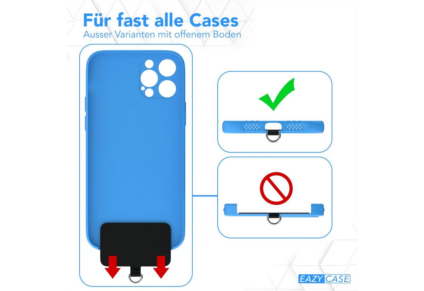 EAZY CASE Handykette Umhängeband Clips Schwarz mit extra Handband, Handykette für Xiaomi Huawei Samsung iPhone Schutzhülle Olive Grün