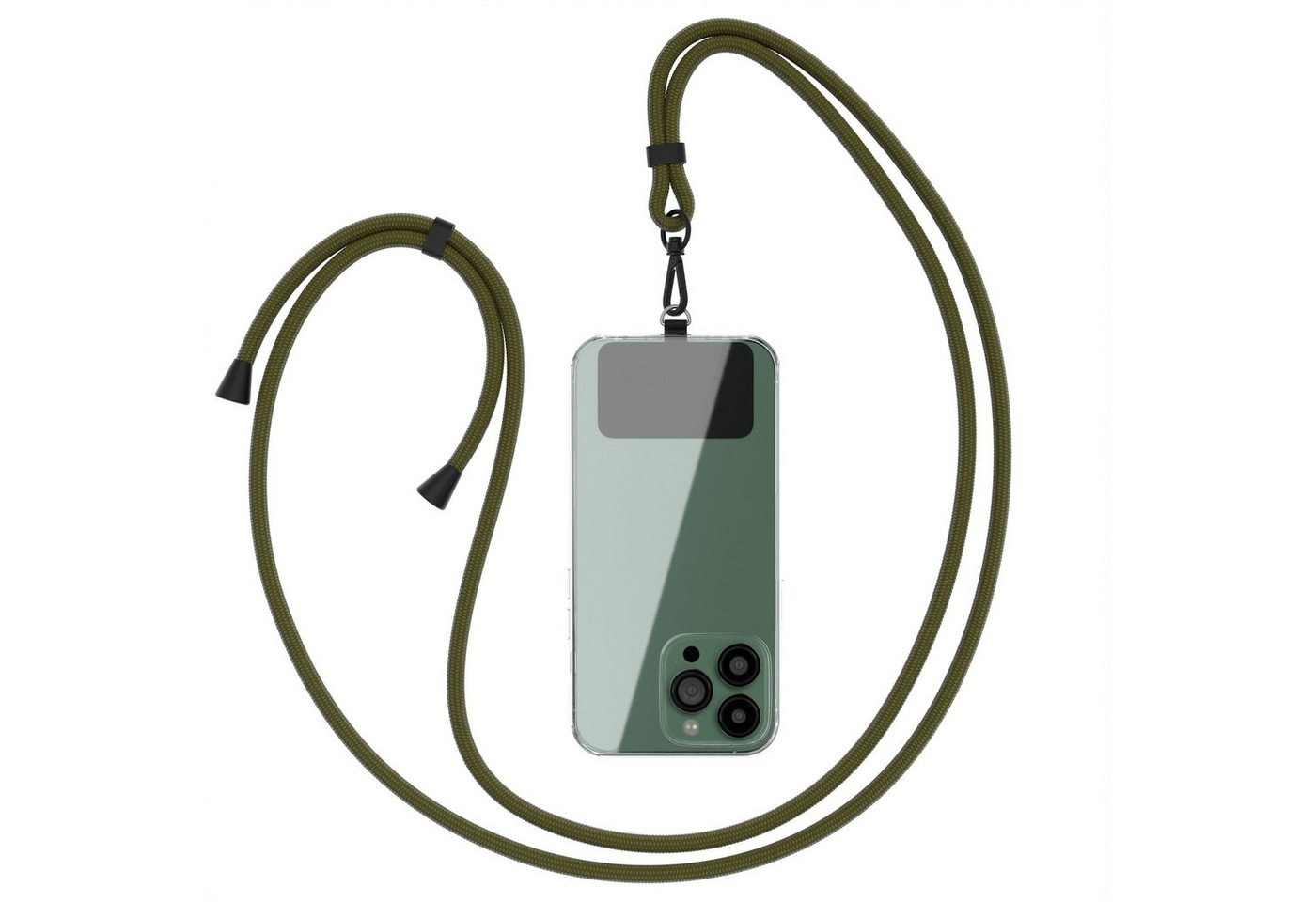 EAZY CASE Handykette Umhängeband Clips Schwarz mit extra Handband, Handykette für Xiaomi Huawei Samsung iPhone Schutzhülle Olive Grün Bild 5