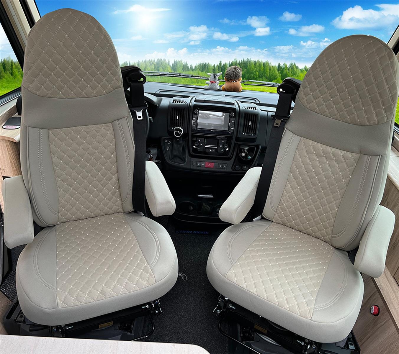 BREMER SITZBEZÜGE Autositzbezug für Aguti GIS-Liner und Milan-Sitze (GT405), Set, 2-tlg., Schonbezüge Sitzbezüge Fahrer und Beifahrer, in Beige Bild 4