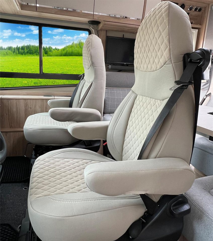 BREMER SITZBEZÜGE Autositzbezug für Aguti GIS-Liner und Milan-Sitze (GT405), Set, 2-tlg., Schonbezüge Sitzbezüge Fahrer und Beifahrer, in Beige Bild 5