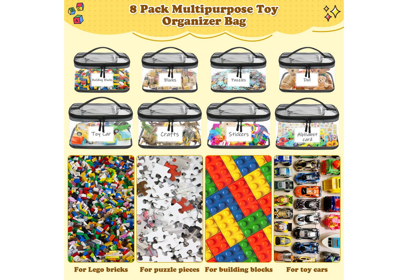 OSTWOLKE Aufbewahrungstasche Spielzeug-Aufbewahrungstaschen Spielzeug-Beutel Spielzeugsack (8-tlg) Bild 3