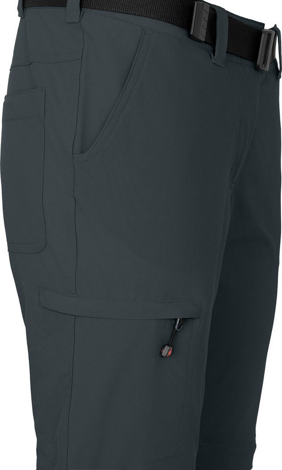 Bergson Outdoorhose BENNETT Zipp-Off (slim) Damen Wanderhose, vielseitig, pflegeleicht, Langgrößen, dunkel grau