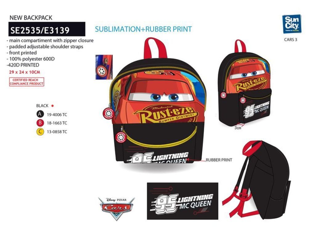 Disney Cars Kinderrucksack CARS Rucksack Kinderrucksack für Jungen und Mädchen LIGHTNING SPEED MCQUEEN KITA Schule Kindergarten Grundschule Sport Training Kindergeburtstag mit Fach für Trinkflasche, Brotdose 29X24X10 cm Bild 2