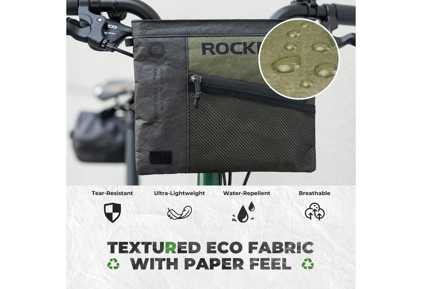 ROCKBROS Fahrradtasche Kleine Lenkertasche 1,5L, leicht, wasserabweisend, mit Schultergurt