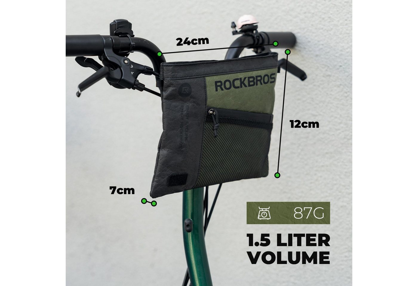 ROCKBROS Fahrradtasche Kleine Lenkertasche 1,5L, leicht, wasserabweisend, mit Schultergurt Bild 5