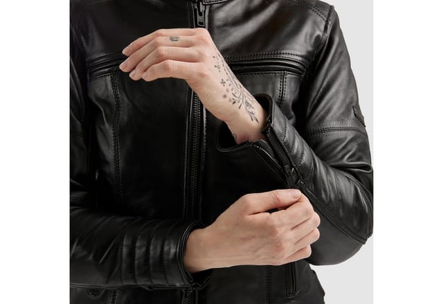 Rebelhorn Motorradjacke Hunter 2 Damen Motorrad Lederjacke Rückenprotektor enthalten,Verbindungsreißverschluss,Ellenbogenpro