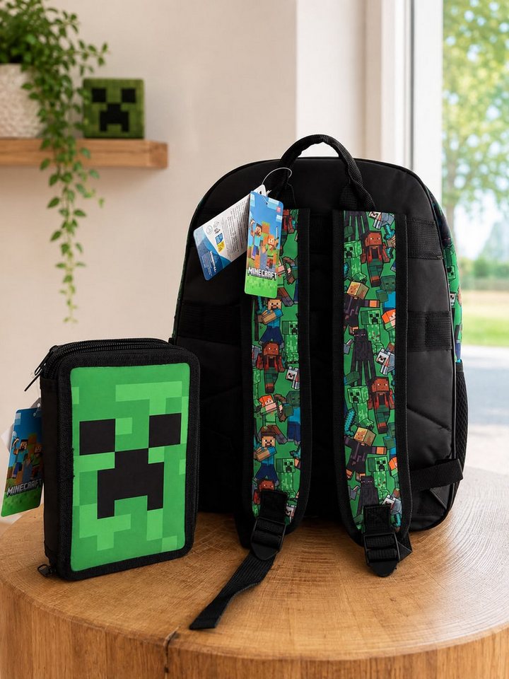 Minecraft Schulrucksack Minecraft Schulrucksack-Set XXL 11-teilig für Schule & Freizeit (11-tlg)