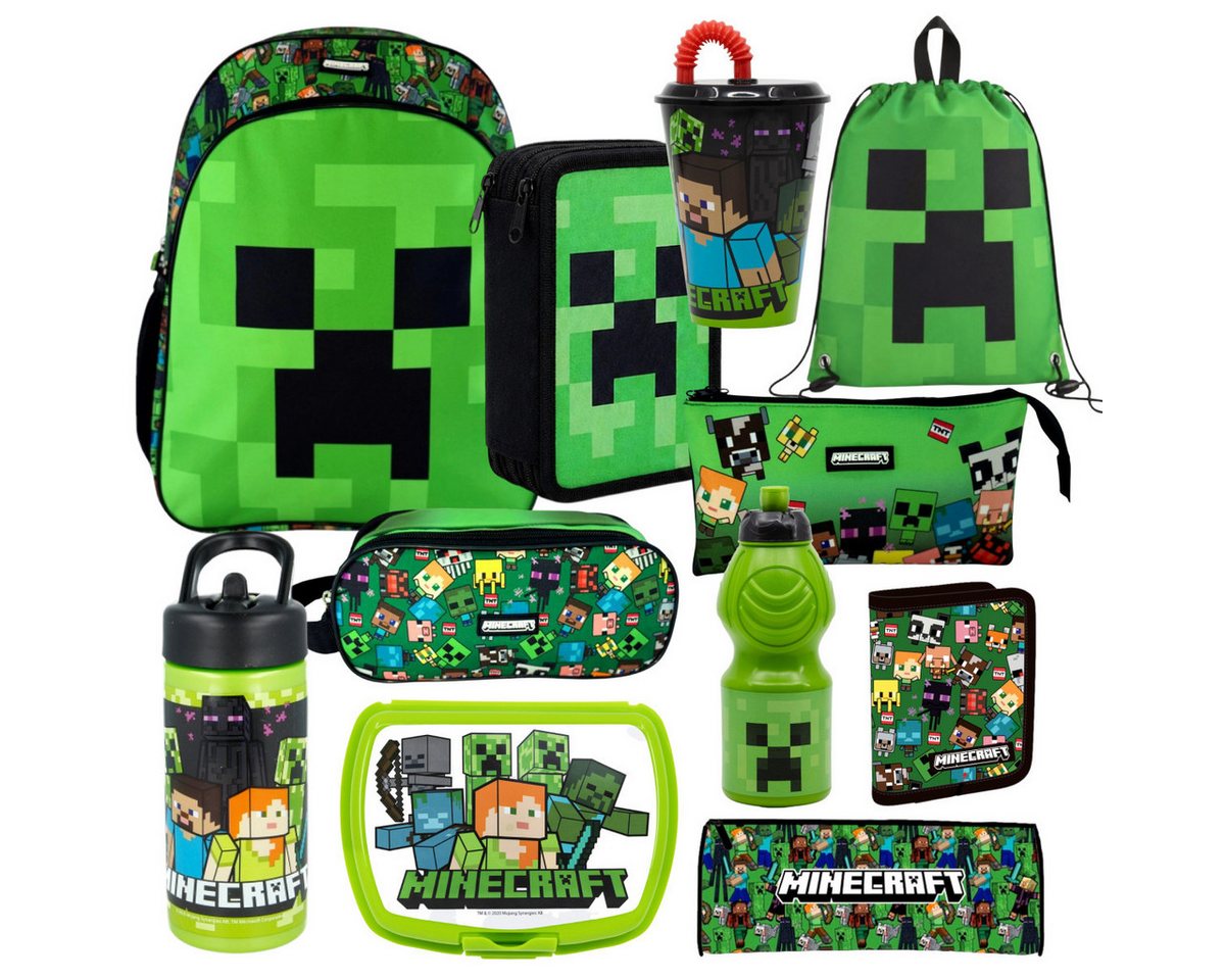 Minecraft Schulrucksack Minecraft Schulrucksack-Set XXL 11-teilig für Schule & Freizeit (11-tlg) Bild 4