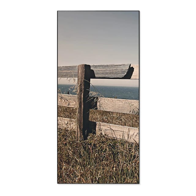 Banjado Magnettafel 37x78cm Magnetwand Schwarz Aus Metall Magnetpinnwand Pinnwand Inkl. 4 Magnete Motiv Zaun Am Meer
