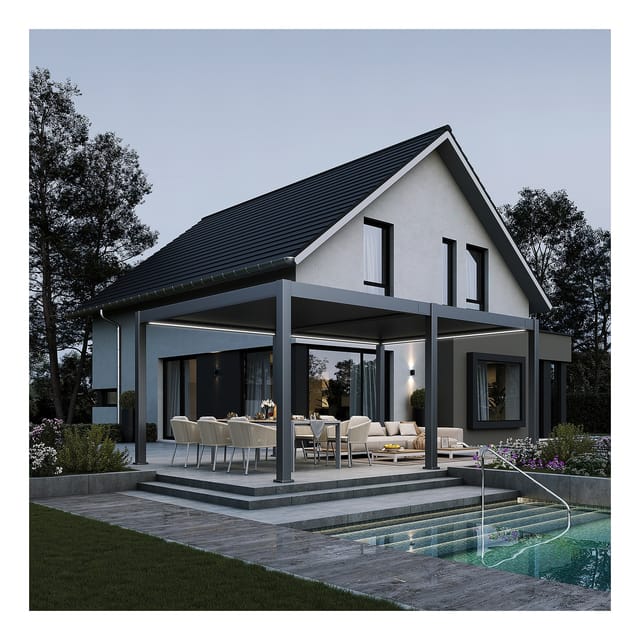 Weide Elektrische Deluxe Plus Aluminium Pergola 4 x 6 M mit LED