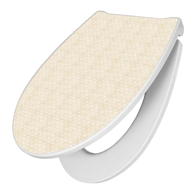 Banjado Premium Toilettendeckel Mit Absenkautomatik WC-Sitz Soft Close Hygienischer Klodeckel Duroplast Mit Motiv Beige Herzen