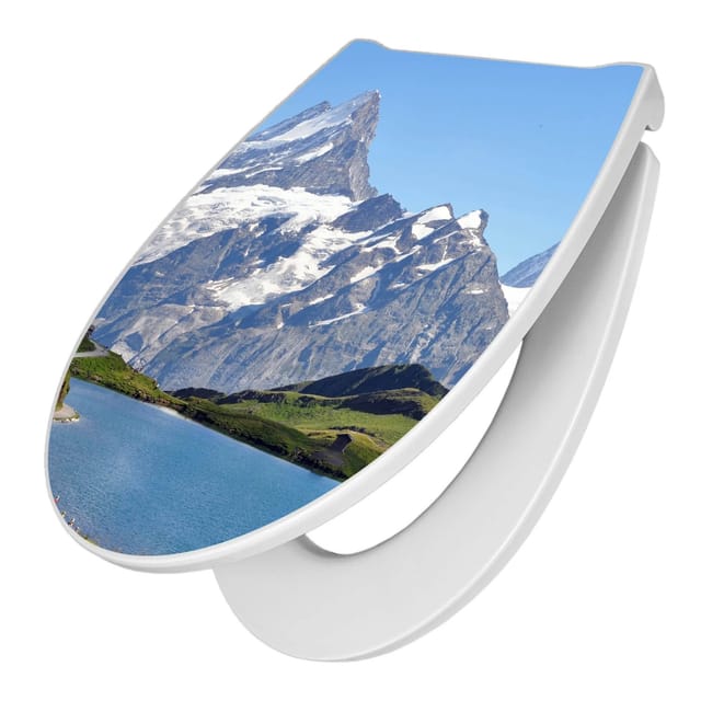 Banjado Premium Toilettendeckel Mit Absenkautomatik WC-Sitz Soft Close Hygienischer Klodeckel Duroplast Mit Motiv Alpen