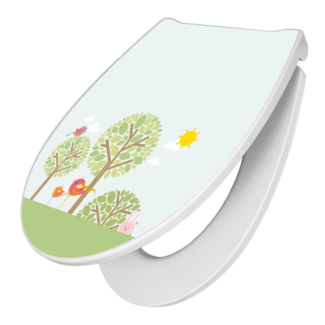 Banjado Premium Toilettendeckel Mit Absenkautomatik WC-Sitz Soft Close Hygienischer Klodeckel Duroplast Mit Motiv Drei Bäume