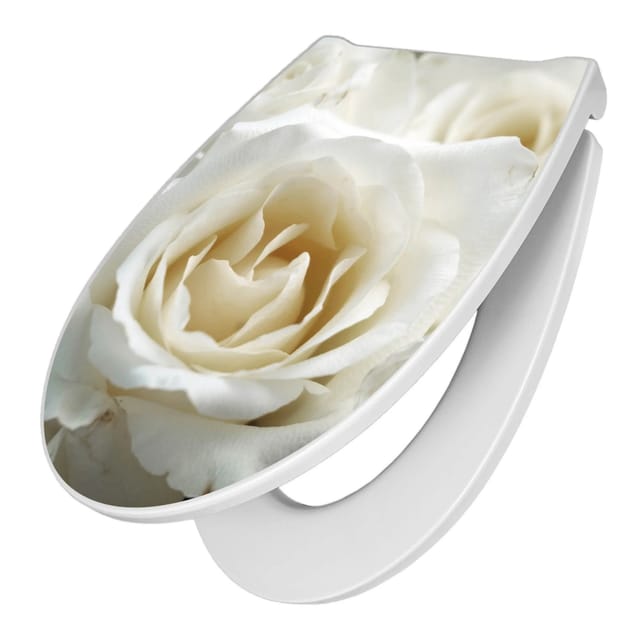 Banjado Premium Toilettendeckel Mit Absenkautomatik WC-Sitz Soft Close Hygienischer Klodeckel Duroplast Mit Motiv White Roses