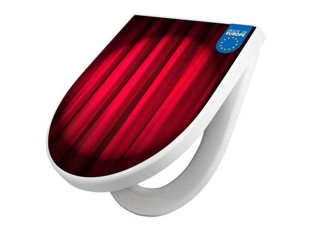 Banjado Premium Toilettendeckel Mit Absenkautomatik WC-Sitz Soft Close Hygienischer Klodeckel Duroplast Mit Motiv Roter Vorhang