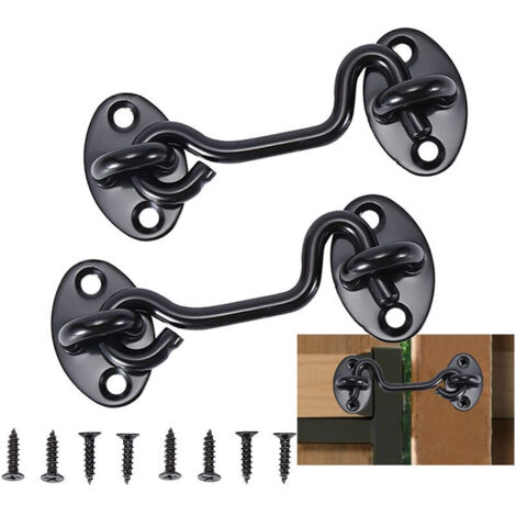 2 Stück Schwarze Edelstahl-fensterhaken/türriegel Aus Edelstahl Für Garage Und Schuppen, Inklusive Schrauben – 7,5 Cm