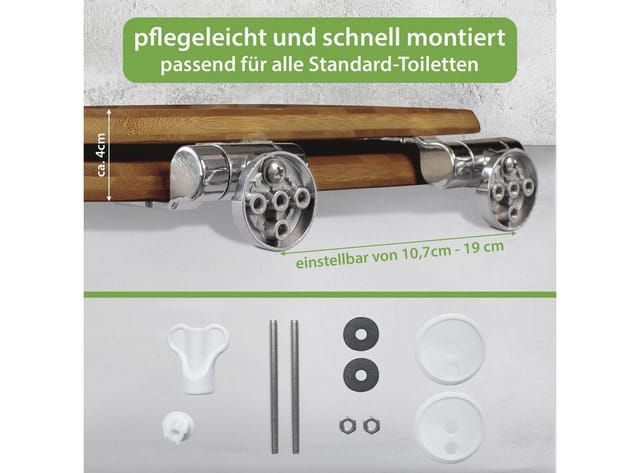 Banjado Design WC Sitz Bambus Holz Toilettendeckel Mit Absenkautomatik Klodeckel WC-Sitz Soft Close Mit Motiv Grüne Fliesen