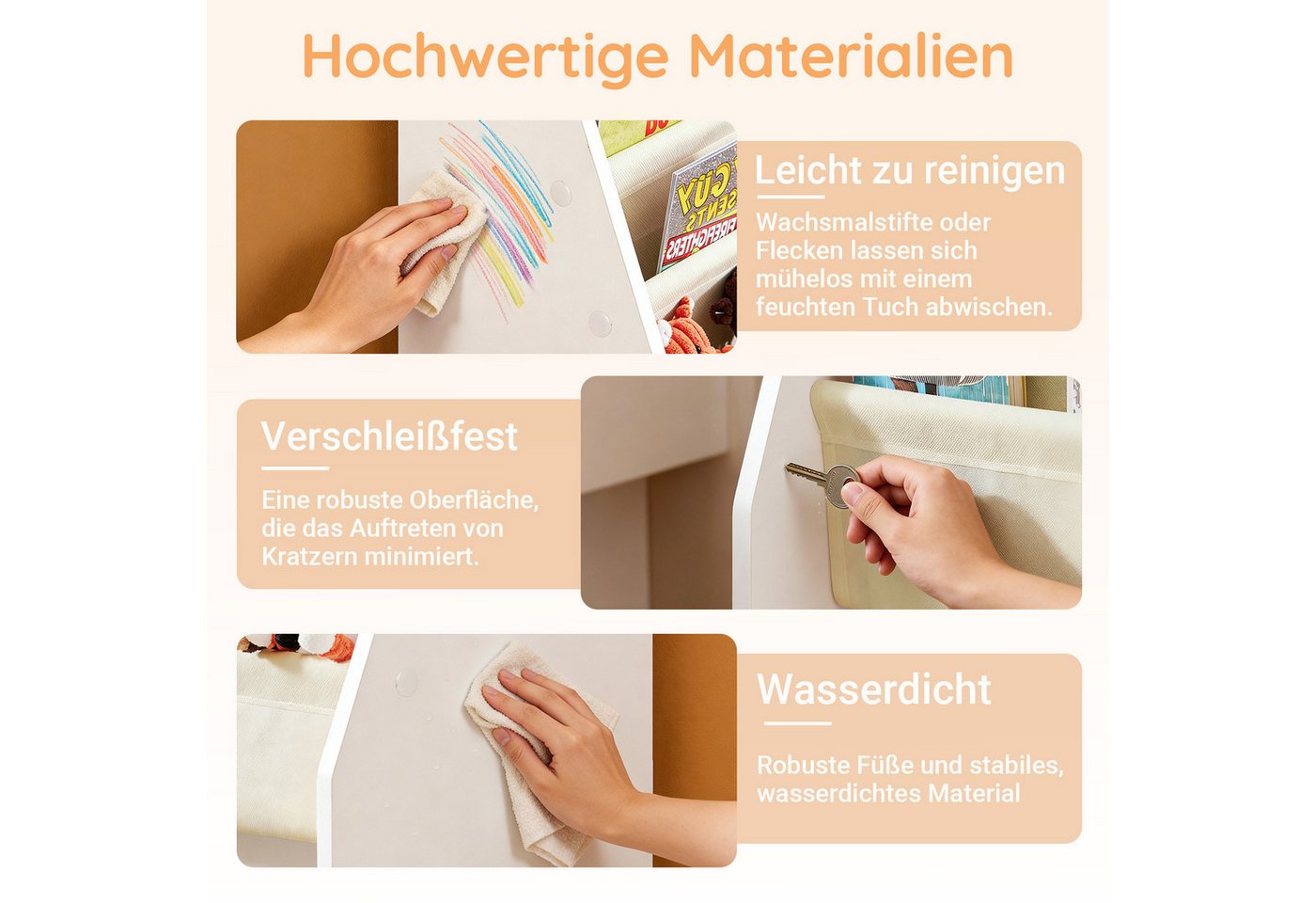 SoBuy Kinder-Bücherregal Zeitungsständer mit 4 Ablagen Kinderregal Weiß FRG225-W Bild 2