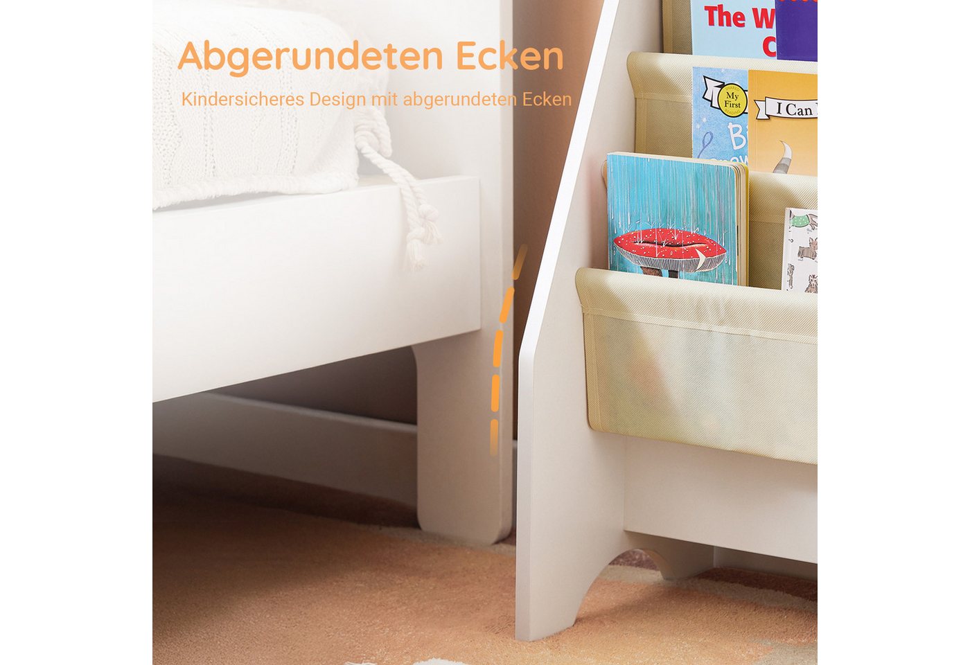 SoBuy Kinder-Bücherregal Zeitungsständer mit 4 Ablagen Kinderregal Weiß FRG225-W Bild 5