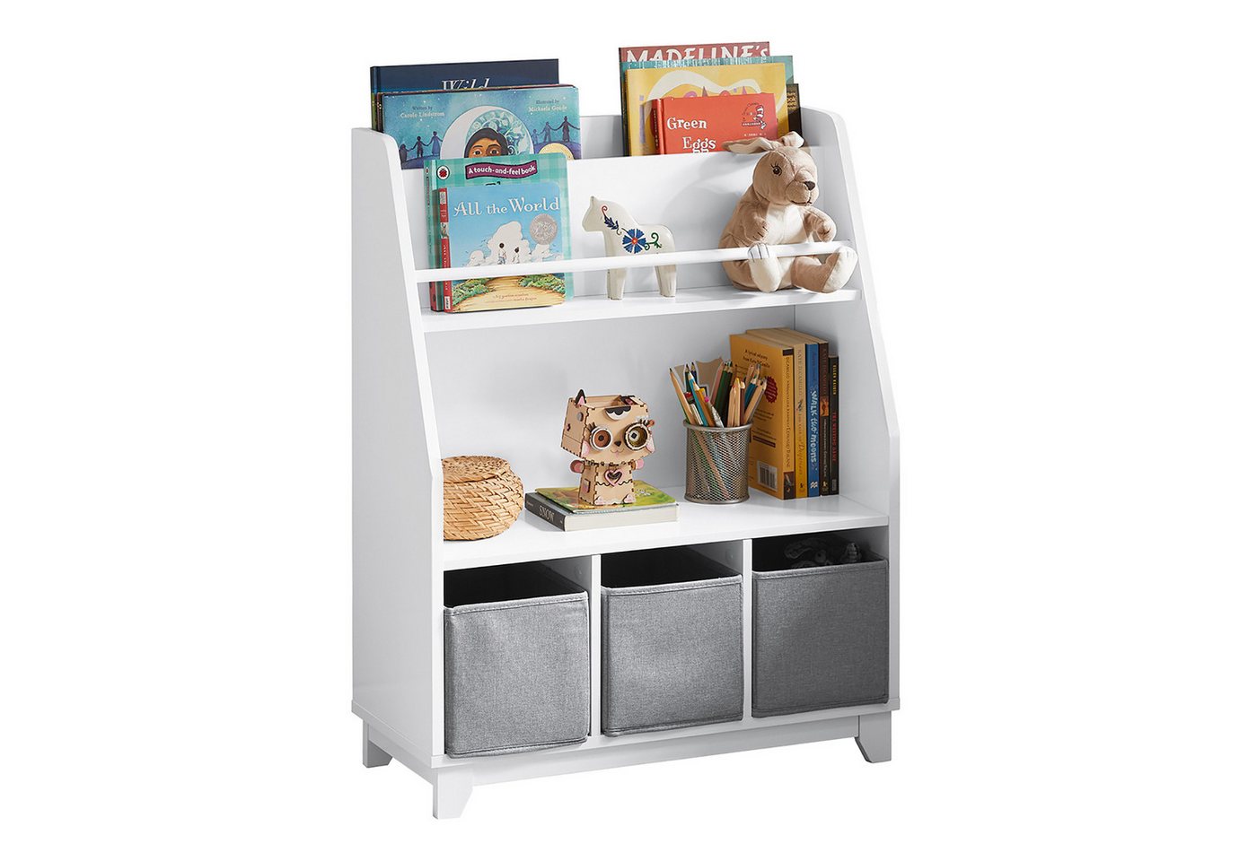 SoBuy Kinder Bücherregal Kinderregal mit Ablagen Aufbewahrungsregal Weiß KMB34-W Bild 3