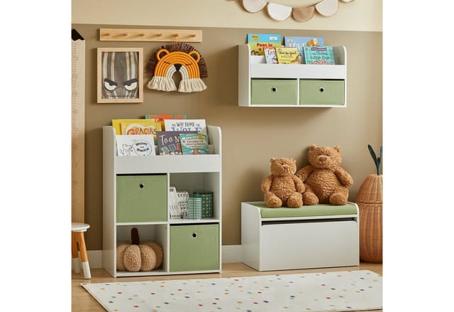 SoBuy Kinder Spielzeugtruhe Spielzeugkiste Aufbewahrungsbox Schuhbank KMB80-W
