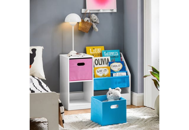 SoBuy Bücherregal Kinderregal mit Boxen Aufbewahrungsregal Weiß KMB76-F