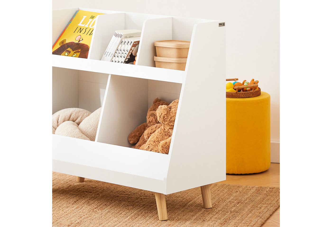 SoBuy Kinderregal mit 5 Fächern Bücherregal Aufbewahrungsregal Weiß KMB19-W