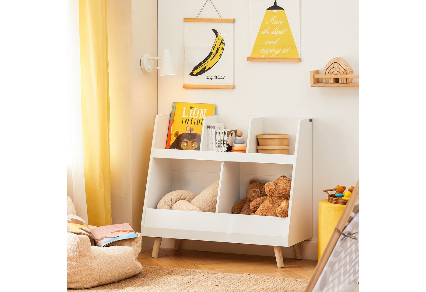 SoBuy Kinderregal mit 5 Fächern Bücherregal Aufbewahrungsregal Weiß KMB19-W Bild 2