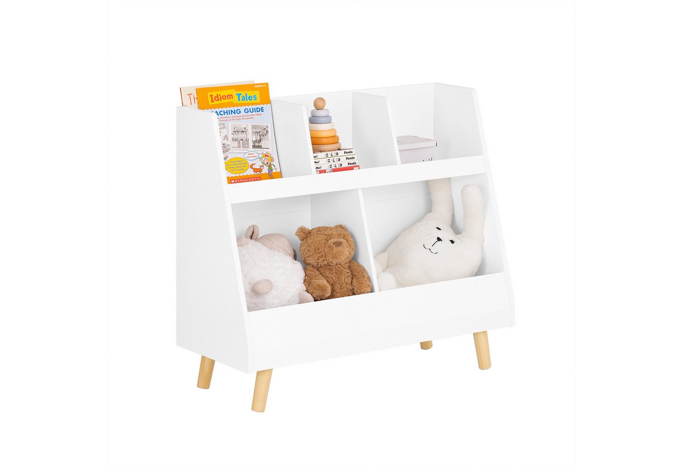 SoBuy Kinderregal mit 5 Fächern Bücherregal Aufbewahrungsregal Weiß KMB19-W Bild 3