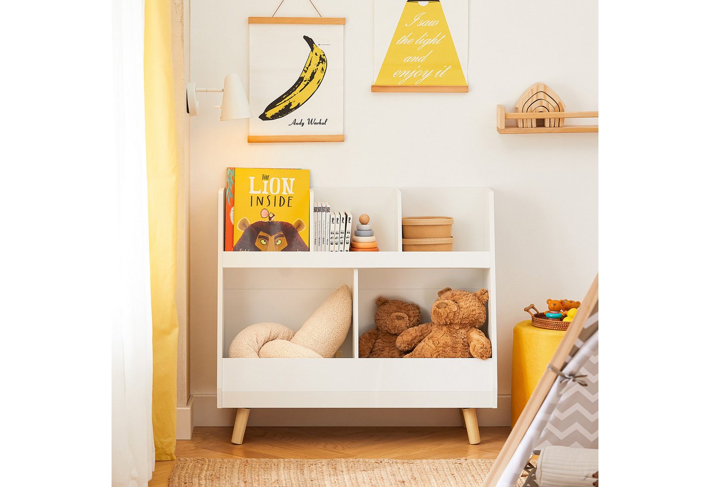 SoBuy Kinderregal mit 5 Fächern Bücherregal Aufbewahrungsregal Weiß KMB19-W Bild 5