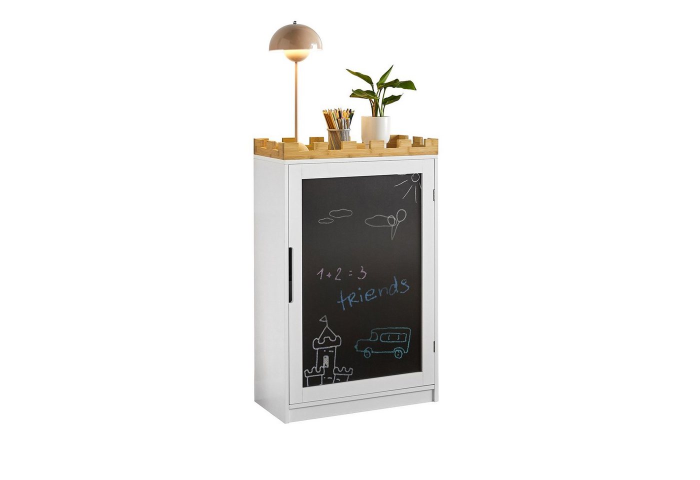 SoBuy Kinder Kommode Kinderregal mit Tafel Kinder Bücherregal Weiß KMB43-W Bild 4