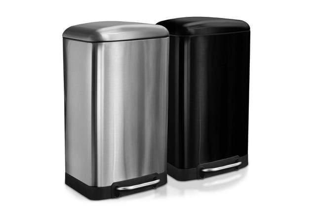 Karat Mülleimer Cubo aus Edelstahl Treteimer mit Absenkautomatik 30 Liter Schwarz